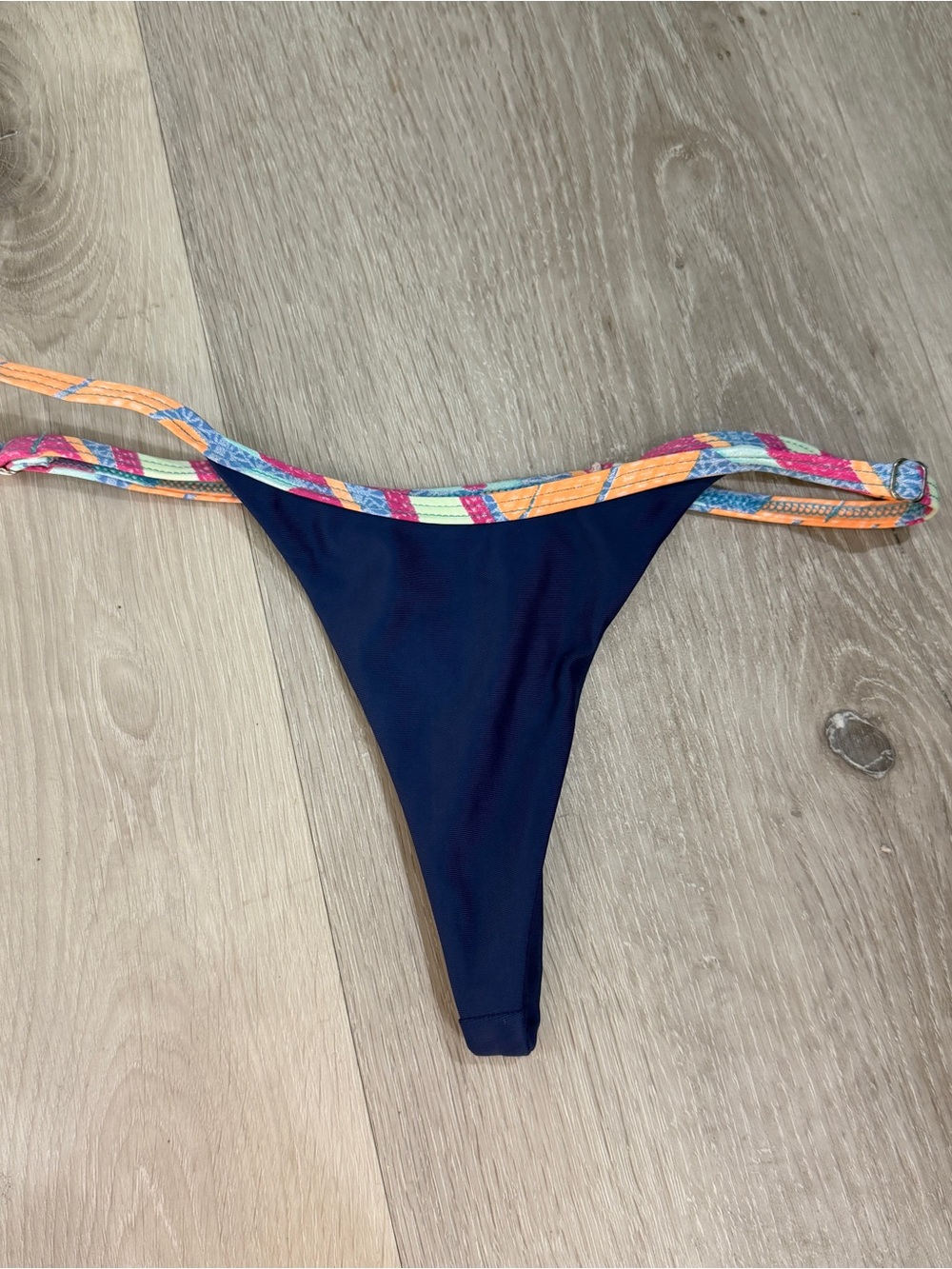 San Lorenzo Navy Bikini Bottom with Multicolor Side Straps